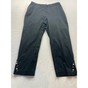 Ruby Rd. Womens Capri Pants Size 4P Black Embellished Straight Cropped Casual